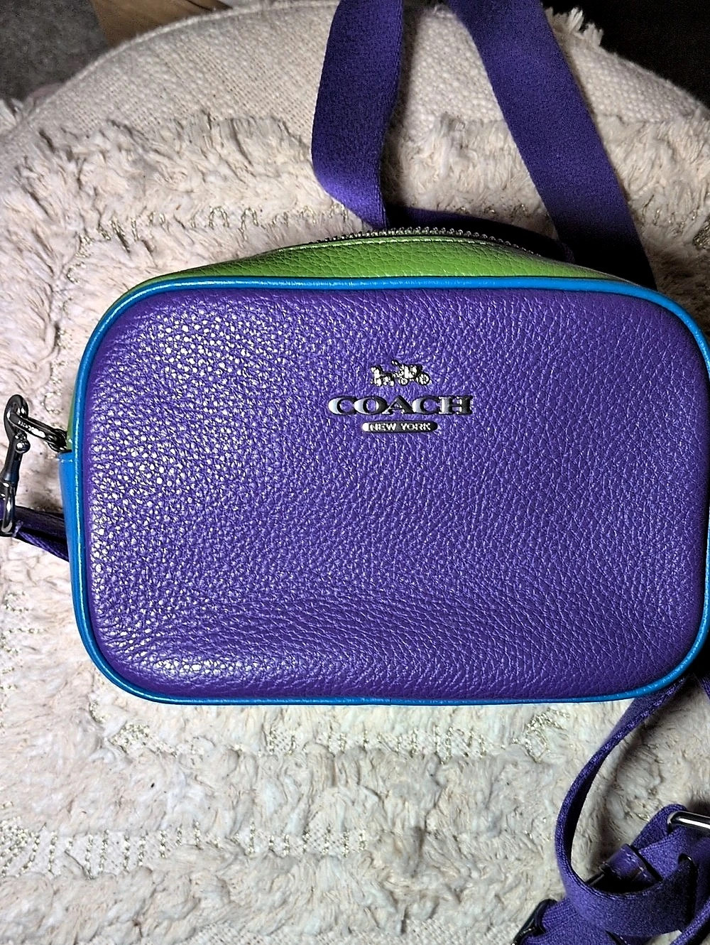Coach Mini Jamie Camera Bag in Colorblock Purple & Green